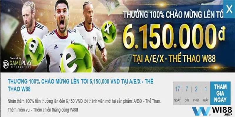 Nhận ngay 100% tiền thưởng lên đến 6,150,000 VND!